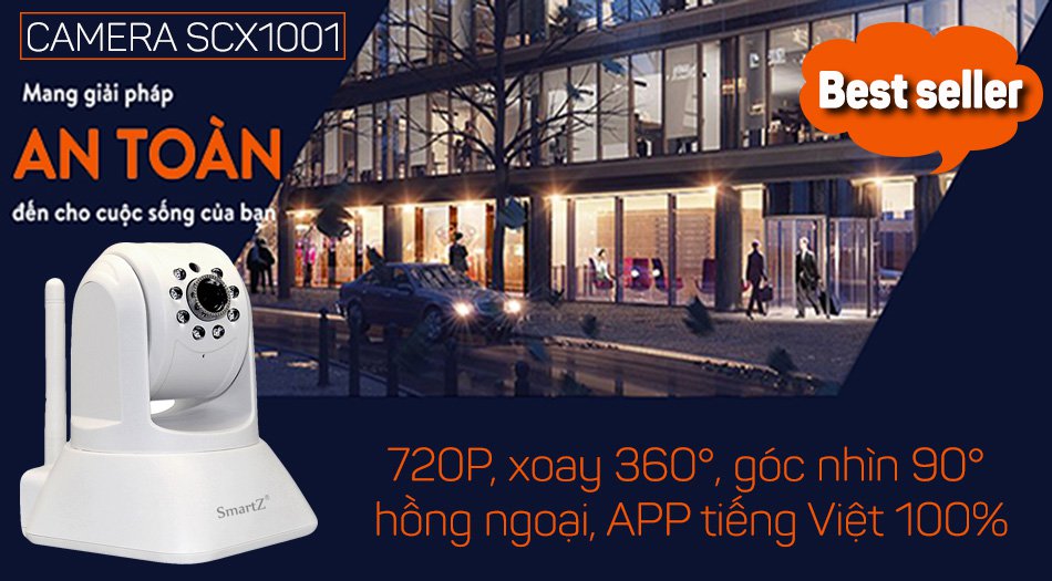 Camera IP Xoay Trong Nhà Báo Động Chuyển Động SmartZ SCX1001