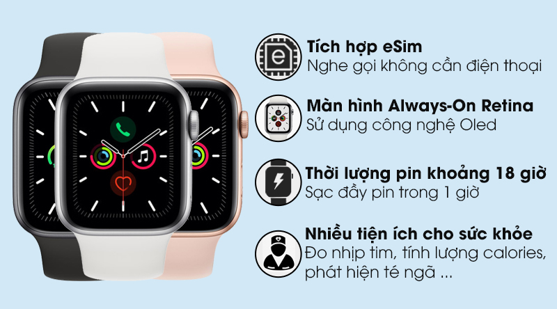 Apple Watch S5 LTE 40mm viền nhôm dây cao su