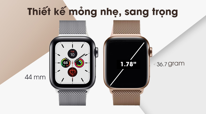 Apple Watch S5 LTE 44mm viền thép dây thép