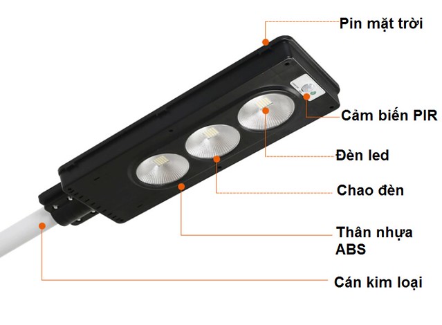 Đèn Đường Năng Lượng Mặt Trời Cảm Biến Treo Cột 90W SL43