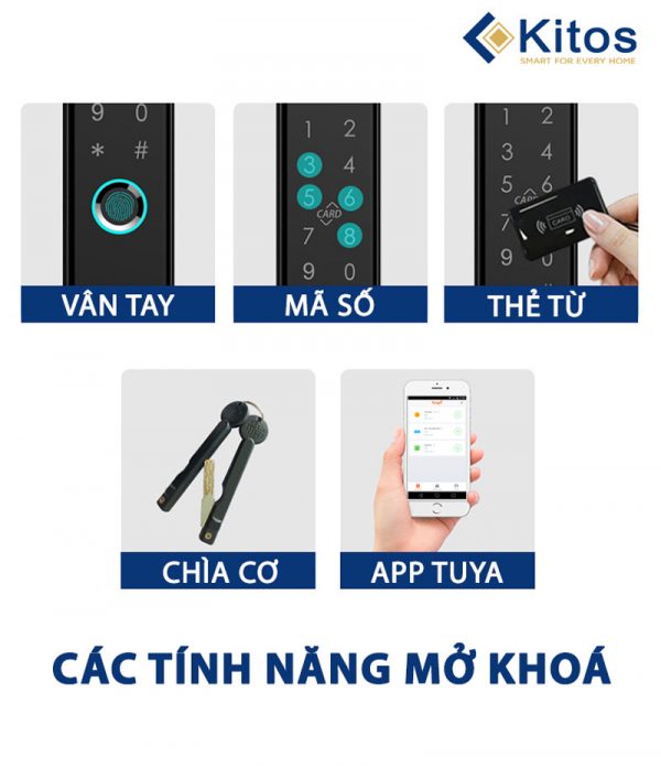 Khóa cửa nhôm mở qua App Kitos KT-AL38 Plus