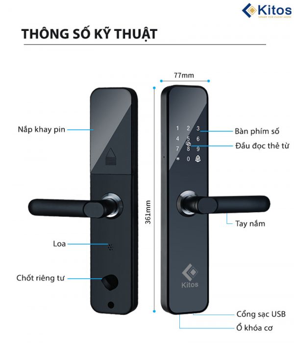 Khóa cửa thẻ từ mã số Kitos KT-V1