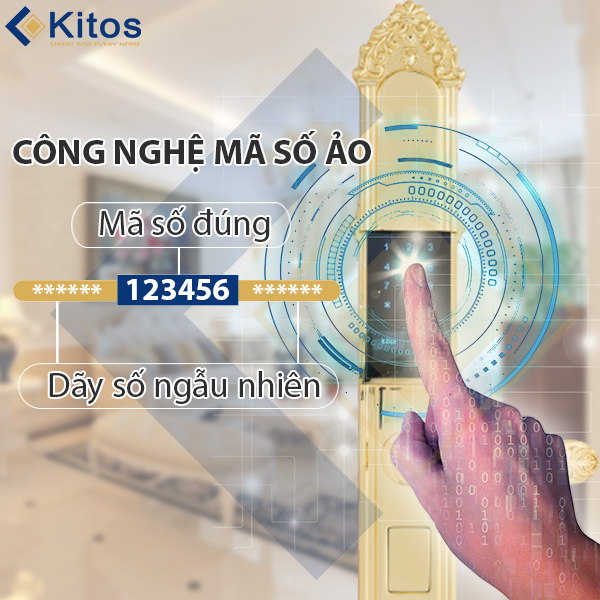 Khóa cửa điện tử tân cổ điển Kitos KT-C810 mạ vàng 24k