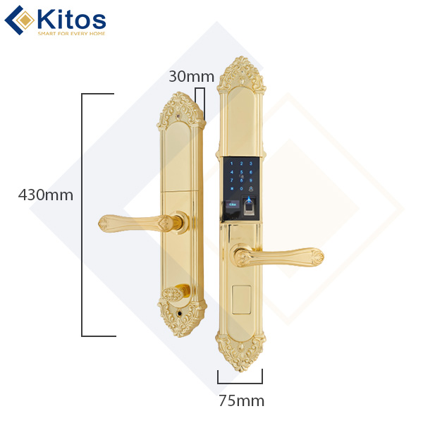 Khóa cửa điện tử tân cổ điển Kitos KT-C810 mạ vàng 24k